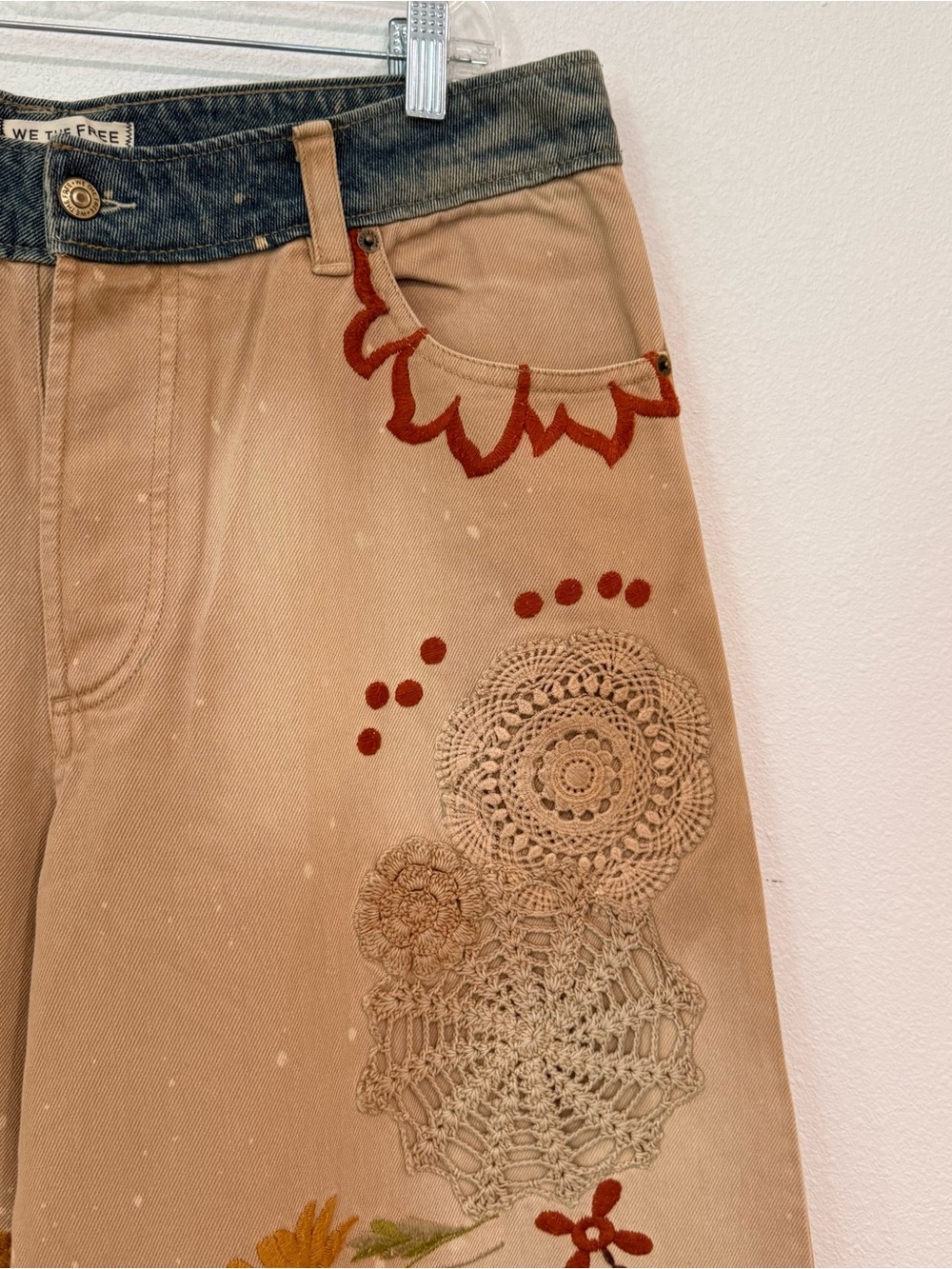NWT Free People We the Free Falling Love Wide-Leg Jeans Morning Star Cream 32 - Picture 8 of 16